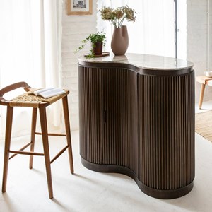 Meuble bar haricot en marbre et métal