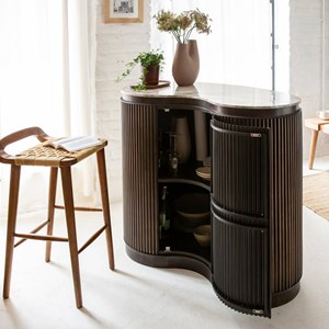 Meuble bar haricot en marbre et métal