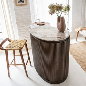 Meuble bar haricot en marbre et métal