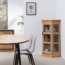 Petite vitrine d'angle en bois d'acacia