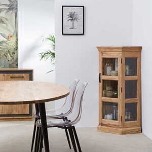 Petite vitrine d'angle en bois d'acacia