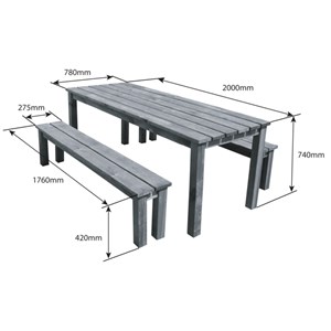 Set de jardin 1 table 2 bancs banket