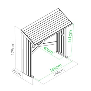 Mini abri buches bois 180x68x179cm