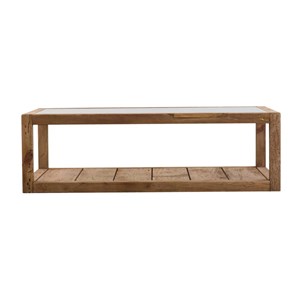 Table basse en bois recyclé et verre