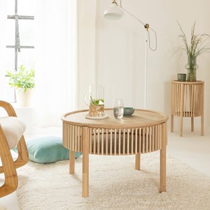Table basse ronde  en bois de pin vénus