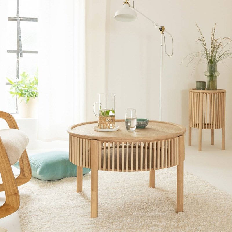 Table basse ronde en bois de pin vénus