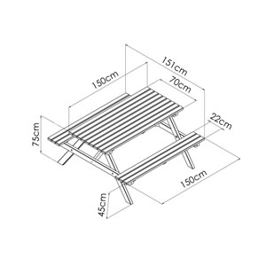 Table de pique-nique 6 personnes