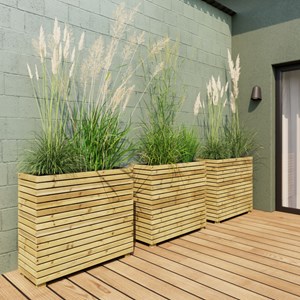 Jardinière en bois 3 pots 90x39,4x80cm