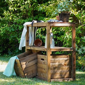 Table de rempotage, bacs de rangement