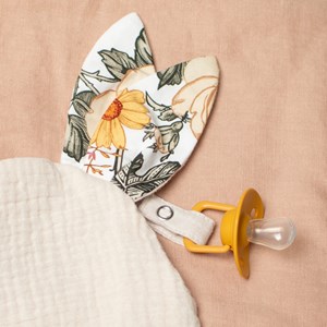 Doudou lapin attache tétine gaze coton