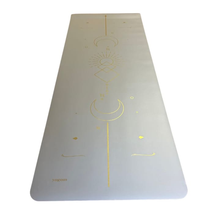 Tapis De Yoga Fitwithdna Antidérapant – Forme Ovale – 4 Mm – Phrase Inspirante – Beige – Livré Avec Sangle