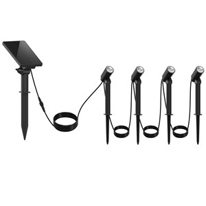 Lot de 4 spots solaires led noir mini roundy