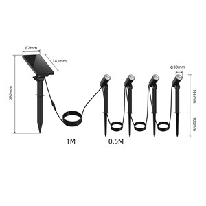 Lot de 4 spots solaires led noir roundy mini