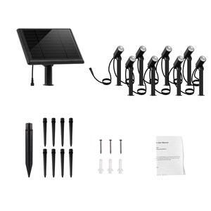 Lot de 8 spots solaires led noir roundy mini