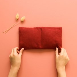 Petite bouillotte graines de lin brique