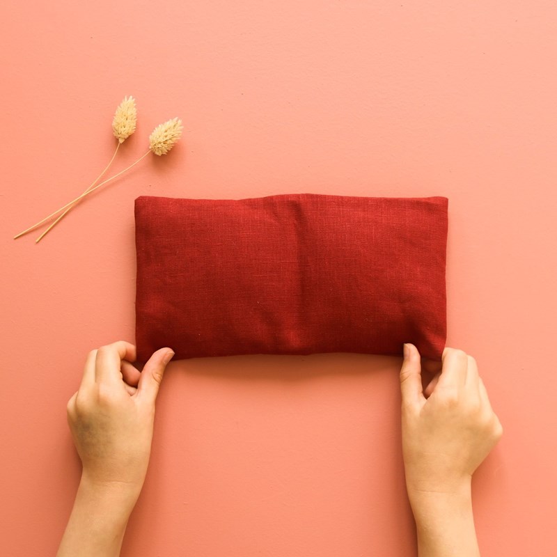 Petite bouillotte graines de lin brique