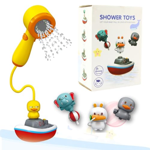 HELLO HIPPO Jouet De Bain Bébé – Douchette Poussin Fontaine Avec Éléphant, Lapin Et Canard Rotatif – Jeux D'Eau Amusants Et Sécurisés Dès 18 Mois