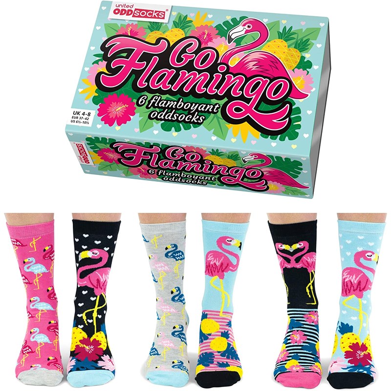 United oddsocks box go flamingo