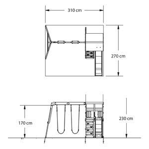 Aire de jeux 2 balançoires toboggan ble