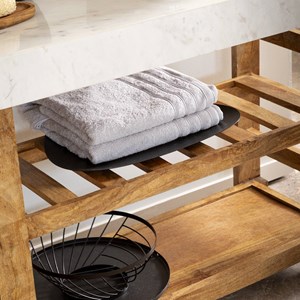 Meuble sous vasque en marbre et bois