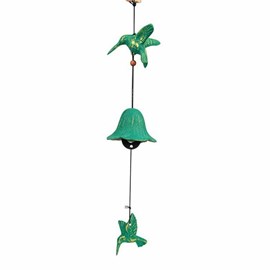 Jouet du vent colibri vert doré en fonte
