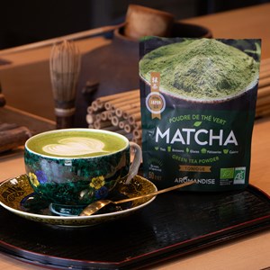 Thé vert matcha bio poudre culinaire doux uji japon 50g