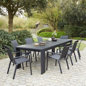 Table de jardin en aluminium noir 8 p