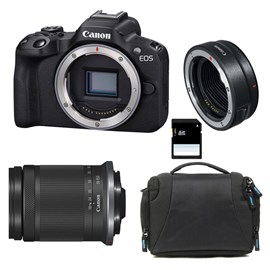 Canon eos r50 + rf-s 18-150mm f3.5-6.3 is stm + sac + carte sd 8 go + bague ef-e
